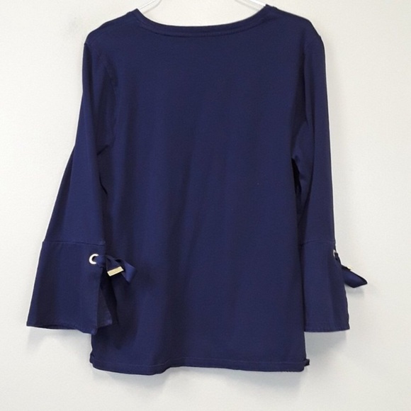 LAUREN RALPH LAUREN Navy Tie Sleeve Sailor Top - Picture 4 of 13